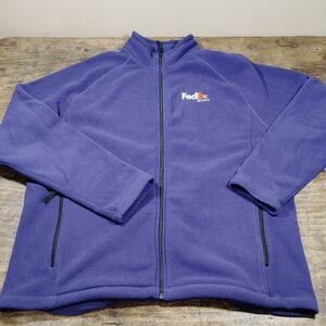 FedEx Adult XL Jacket Full Zip Purple Fleece Pockets Streetwear